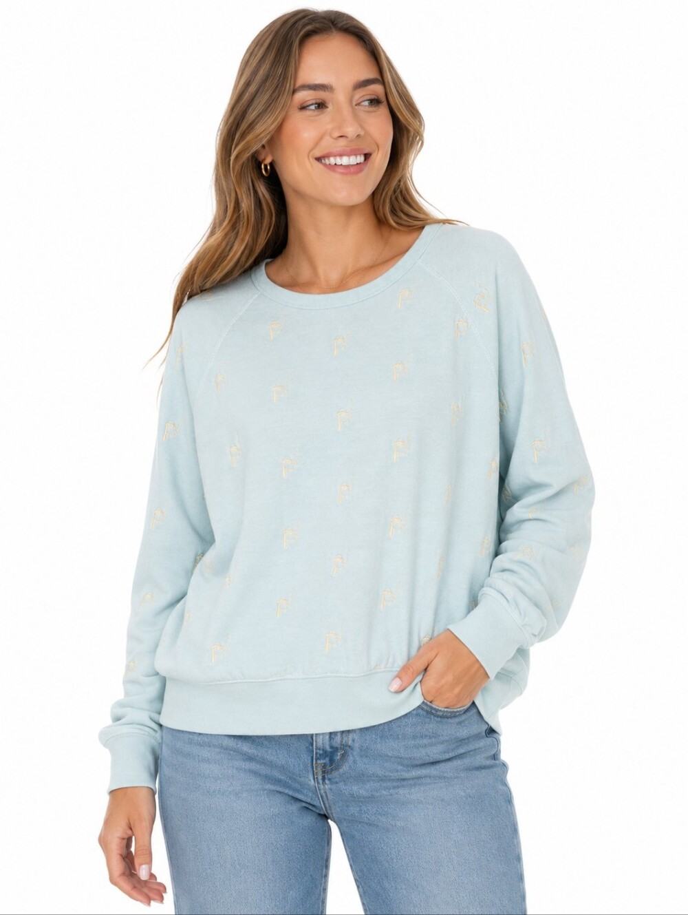 Fucking Awesome Turquoise Embroidered Logo Crewneck Sweatshirt Mint Size Medium